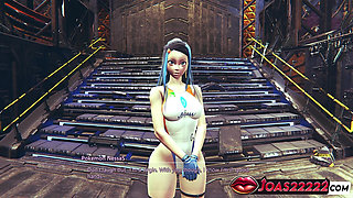 Nessa 3D Hentai Animation - Big Tits Girl in Sexy Bodysuit Gets Pussy Licked and Fingering on Stairs Leading to Intense Orgasm