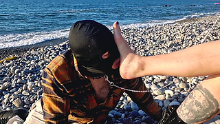 Femdom Session by the Sea. Smoking Fetish, Bootfetish, Footfetish, BDSM Flogging and Scratching