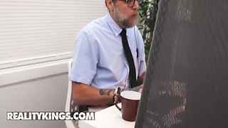 Van Wylde And Kira Noir - Sexy Coworker Titty-fucks Van Under The Desk Before Sliding His Cock Inside Her Pussy