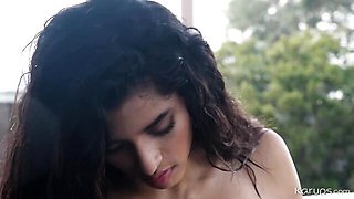 Natural-tit chick with nice ass Gabriela Lopez plays with her wet hole