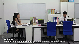 Female Boss Makes Employee a Crossdresser, Stimulates His Dick with an Electric Vibrator, and Teases and Denies Him