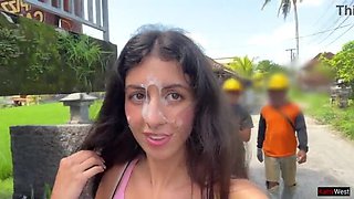 Cum Covered Delight in Public Cafe with Katty West