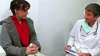 This blonde woman is at the doctor sucking dick