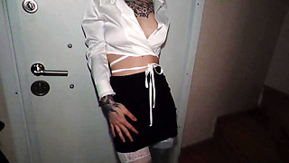 Redhead Tattooed Teacher Sucks Student's Dick