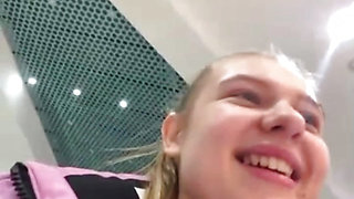 Girl in latex fucking in the locker room