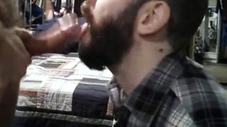 Big-Cock Bear Amateur Gets a Face Full of Cum