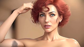 Sexy Redhead Digital Art 3D Animation