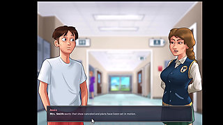 Summertime Saga, she gave him a handjob in the shower and cleaned him up.