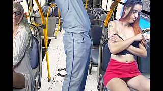 Worker Takes Out Dick and Pushes Women on the Bus in Public