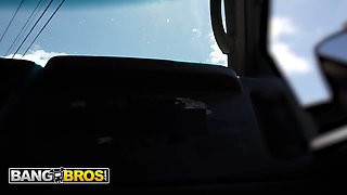 Bangbros - Amiee Cambridge boards the bang bus and takes a horny cock rail and a filthy facial cumshot
