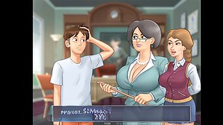 Summertime saga part two - big saggy breasts turn him on