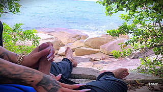 Handjob Surprise Ejaculation on the Beach