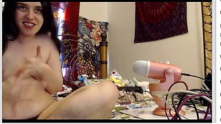 Pussy cumming, glass dildo, live