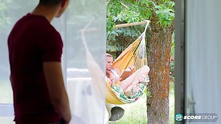 MILF and mom Janet Alfano sucks and fucks young cock outdoors