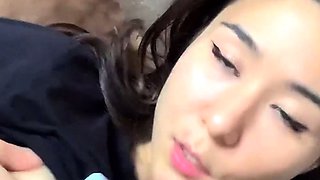 Close up with asian hardcore messy facial