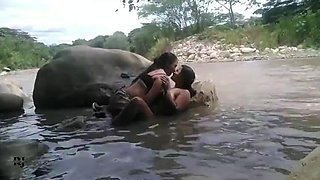 Fucking secretly in the river