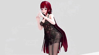 Honkai Impact Raiden Mei I'm so Hot Strip Show Hentai Mmd 3D Red Hair Color Edit Smixix