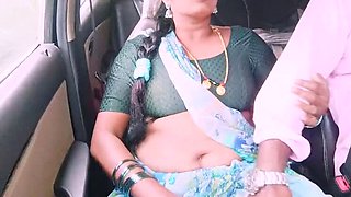 Telugu Honey Lips Cheating Housewife in Sexy Saree Fucks Husband's Brother with Dirty Talk - Car Sex Jungle