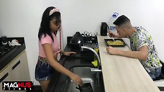 Cleaning Lady Sucked My Dick In The Kitchen