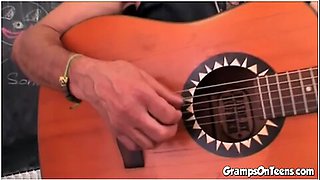 Sucks Old Man Off In Dirty Trio