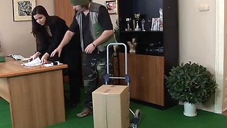 Peach skewered on fuck machine