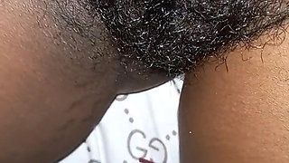 Slowly Rubbing My Hairy Pierced Pussy Close up