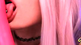 Blonde tight pussy babe solo toy fun in glamour masturbation