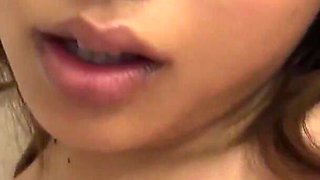 Shy Dude Licks Bush and Ass of a Cute Japanese Girl Before She Rides His Dick