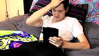 Skinny Lad Jerks His Thick Hairy Cock