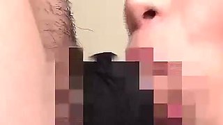 Fellatio with Freshly Removed Black Stockings Holding the Pole Vertically and Being Sucked with No Hands