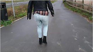 Public Wetting In Tight Blue Jeans, Then Rewetting Them Again Later! (no Toilets Allowed) ;)