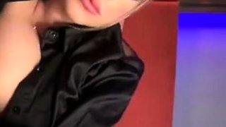 Cute Blond Transsexual With Stockings Jerking Off