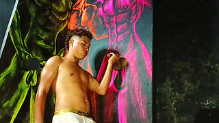 Latino finds a cock on the wall and I can't stand the urge to pump his milk