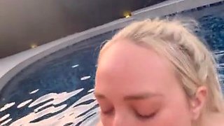 Lexie Kent - Outdoor pool POV blowjob with curvy BBW wet blonde babe