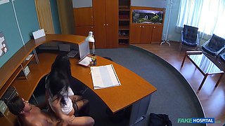 Faux clinic - tights tempt patient into intense office meeting