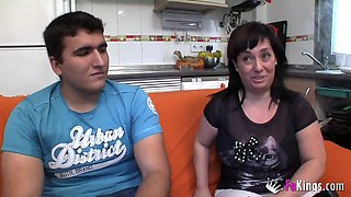 Estrella and her melons teach her boy about porn