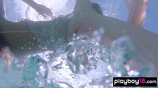 Naked Russian teasing under the water