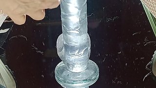 Redhead MILF Fucks Herself with a Dildo in the Mirror, Huge Squirts and Real Orgasm