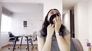 A Woman Warms up After the Gym by Touching Her Sweaty Feet