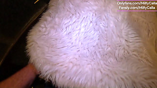 Risky Outdoor & Indoor Blowjob in Stockings & White Fur Coat Messy Cum Finish 297