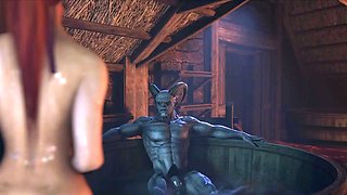 3D cartoon monster dick hard fucks cute asian girl in anal