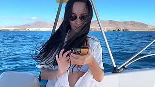 Stepmother fucks stepson on boat in open sea