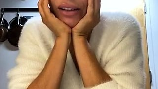 Glamour babe with big boobs masturbates in lingerie