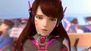 3D Porn Compilation With ASMR: Sexy Petite D.va From Overwatch Fucked Hard In All Holes