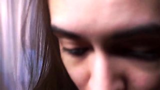 Hot amateur teen in a private show masturbating with a dildo