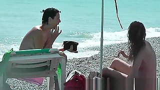 Public Nudity Scene With Naked Sexy Nudist Brunette
