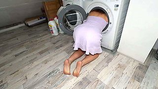 Hot Stepmom Gets Stuck in Washing Machine, Fucked Hard!