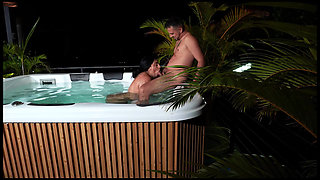 Melany Latina fucking with her boyfriend's best friend in the jacuzzi