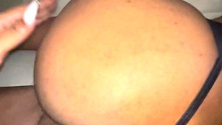 Busty ebony gets big black cock in mouth and hardcore fucked