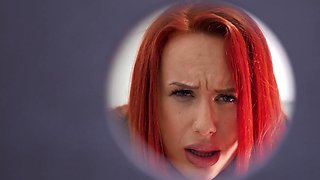 Voluptuous redhead secretary lands massive white inches in office kinks